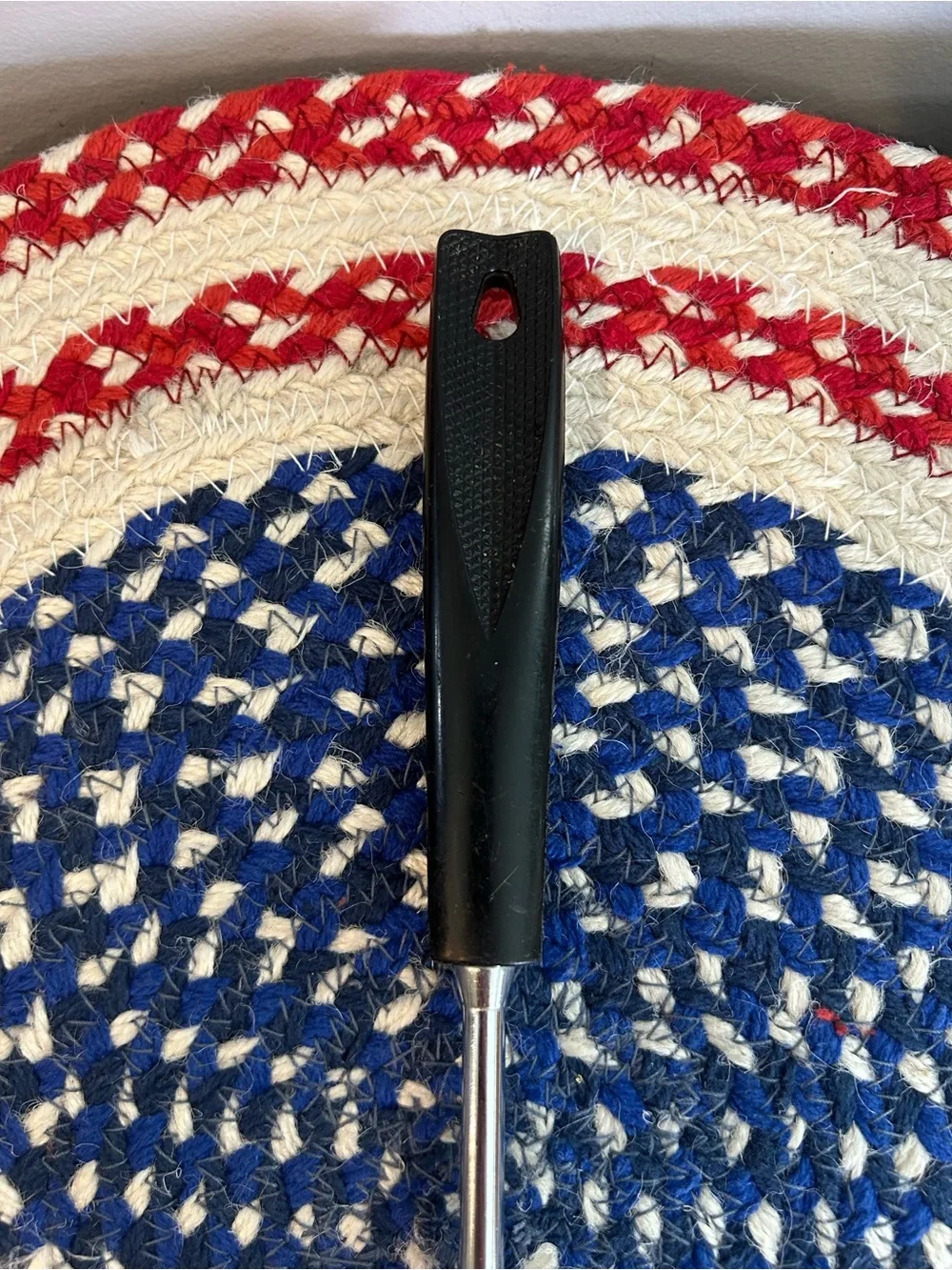Vintage EKCO Slotted Metal Spoon Strainer Utensil Black Handle in Mint Condition